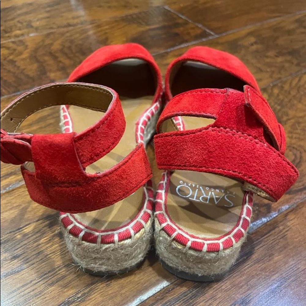 Franco Sarto Red Suede Espadrilles Size 4 - image 3
